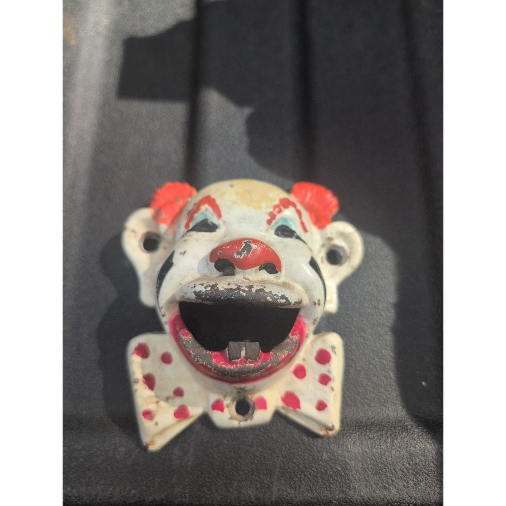 Vtg Cast Iron Clown Bottle Opener Brewery Americana Beer Soda Circus Collector